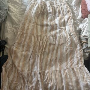 Striped Cream Maxi Skirt